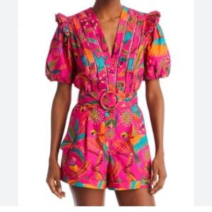 FARM Rio Macaw Belted
Puff Sleeve Romper